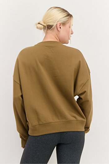 Puma Women Oversized Fit Long Sleeves Outdoor Sweatshirt, Dark Khaki