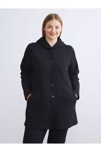 LC Waikiki Black Hooded Women's Cardigan