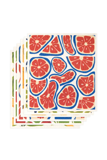 Choice 6pcs MULTI 6 Pieces Mixed Fruit Kitchen Wipes Washable Reusable Sponge Cleaning Cloths Absorbent Dis