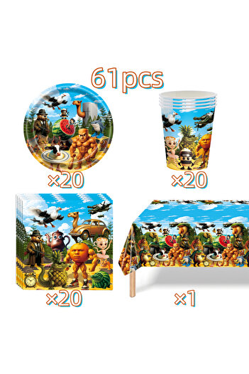 Miniso other 61pcs Italian Brainrot Birthday Party Decoration Tung Tung Sahur Tralalelo Tralala Tableware B