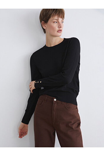 LC Waikiki Black Crew Neck Women's Knitwear Sweater