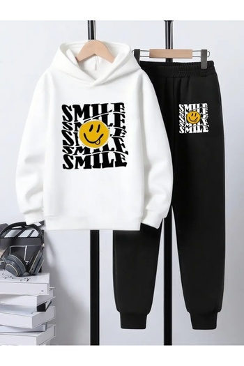CROPSEL Children's Printed Hooded Sweatshirt and Sweatpants Set 3 Thread Raster for Autumn/Winter