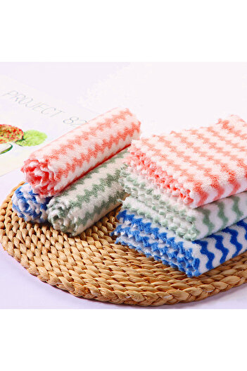 Choice 20pcs Rose redBlueGreen 20Pcs Kitchen Wipes Coral Velvet Wave Design Wipes Microfibre Thickened Abso