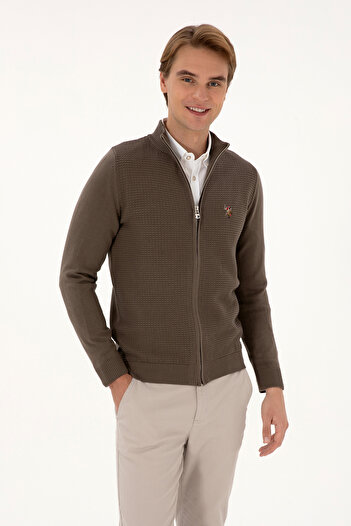U.S. Polo Assn. Ανδρική ζακέτα βασικής πλεκτοποίησης βιζόν 50307800-VR052