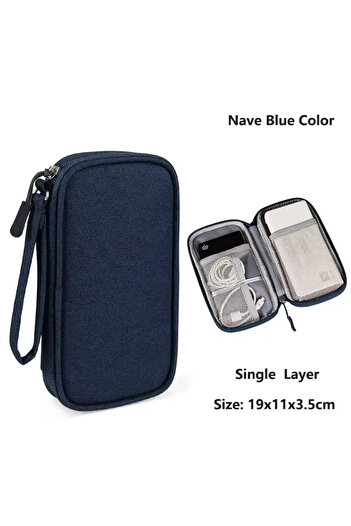 Choice Single Layer Blue Travel Cable Bag Portable Digital Storage Pouch Charger Data Cable USB Bag Organiz
