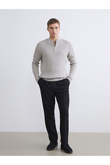 LC Waikiki Beige Stand Collar Men's Knitwear Sweater