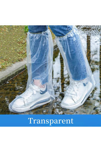 Choice 5 pairs Transparent Disposable Rain Shoe Cover Waterproof and Non-slip Plastic Outdoor Thickened Wea