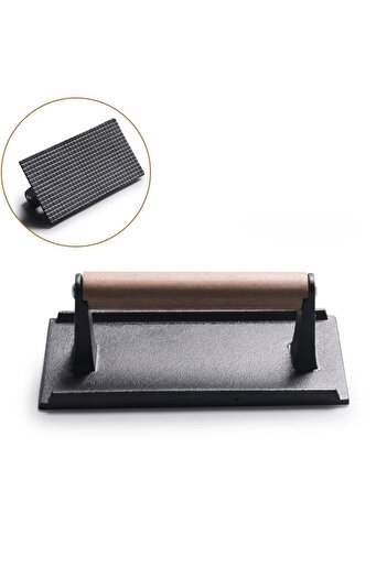 Choice Rectangular 1pc Cast iron Rectangular Meat Press Round Heavy-Duty Steak Burger Press Barbecue Press