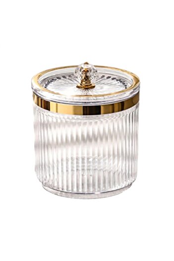 Choice transparent Multifunctional Makeup Swab Ball Holder Jar with Lid Transparent Makeup Tool Storage Can