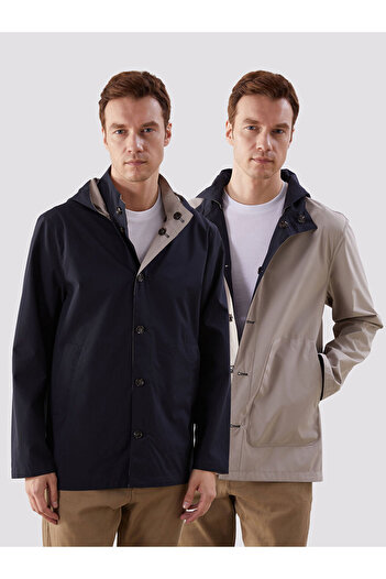 LC Waikiki Navy Blue Standard Fit Hooded Men's Raincoat