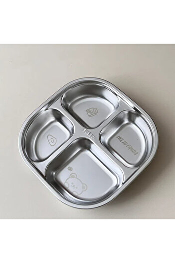 WORTHBUY 4 Grids Bear Style Capybara 3/4 Grids Food Plate Dishes 304 Stainless Steel Divided Dinning