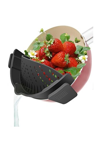Flippy Dish Strainer, Flippy, Silicone High Temperature Resistant, Universal, Pasta, 23x12.5x6.7 cm Black