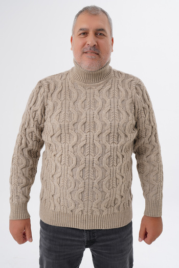 Trist Star Plus Size Men's Mink Fisherman's Hair Braided Wool Sweater Trist-2119