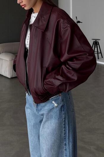 Jaglion Bomber Belted Leather Jacket