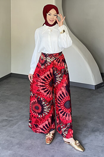 SaklıButik Sunflower Patterned Casual Pants