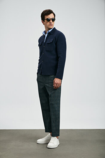 Lufian Igor Men's Cardigan Navy Blue