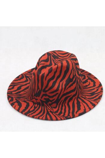 Pursehuit Women's hat, red, animal print, Crista