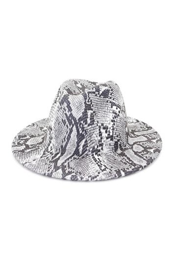 Pursehuit Women's hat, gray, snakeskin print, Sonia