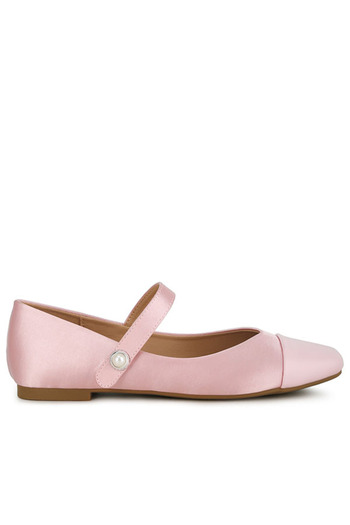 london Rag Women Pink Patent Toe Cap Satin Mary Jane