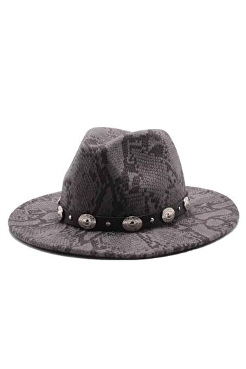 Pursehuit Gray hat, snakeskin print, Elfriede