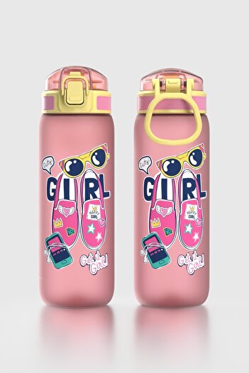 Renga Rybo-X Soft Touch Patterned 630 ml Tritan Children's Water Bottle 912162 Pink