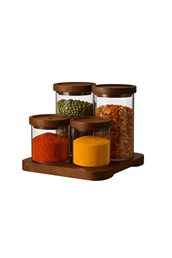 ECASATAL Set of acacia wood jars