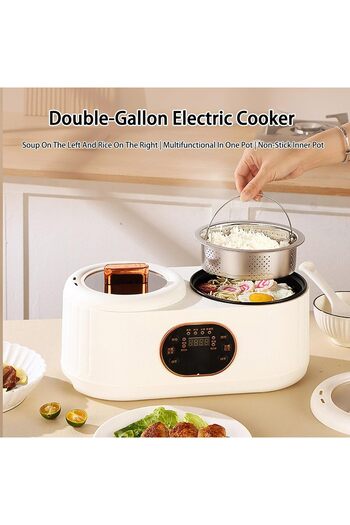Biki Dual Pot Electric Cooker 1L + 1L, Smart Multi Function Kitchen Appliance with Timer, Non Stick