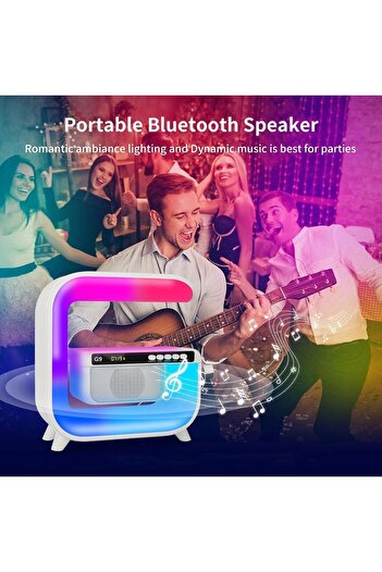 Generic G3 LED Wireless Speaker with Alarm Clock, 16 Million Colors, 10W Fast Charging, Audio Device, App Co