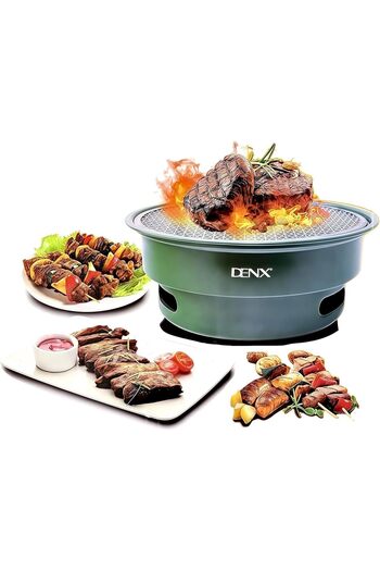Denx Charcoal Grill DX2812 by Dinex, Portable Outdoor Grill with Non-Stick Surface, Removable Grease Tray