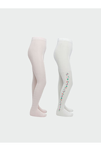 LC Waikiki Ecru Girl's Pantyhose 2 Pack
