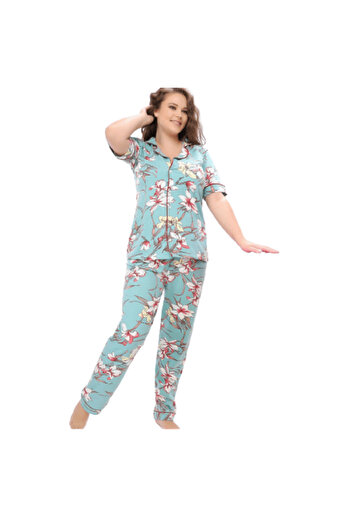 Generic Women's Short-Sleeved Cotton Button-Down Pajamas - PJ 996