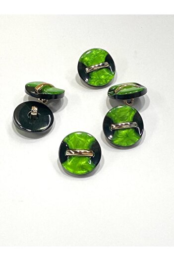 karantuhafiye Button with Shiny Surface, Light Gold Belt Accessory / 1.8 cm / M03118 / Green