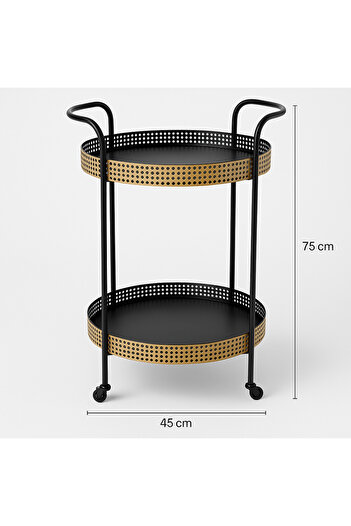 TSUMAB Round 2-Tier Metal Serving Trolley with Wheels – Modern Bar Cart