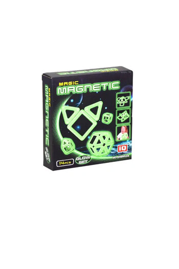 Toyaş Magic Magnetic 14 Pieces Magic Glow-In-The-Dark Magnetic Mini Shapes