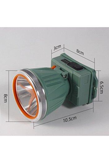 Flippy Lanternă frontală LED, rază lungă de acțiune cu zoom, USB, lumină puternică, 10,5x8x6,5 cm, verde închis
