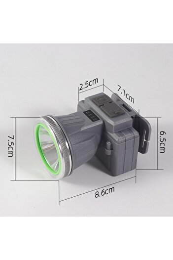 Flippy LED Headlamp, Long Zoom Range, USB, Strong Light, Flashlight, 8.6x7.5x6.5cm, Gray