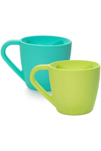 Melii Silicone Mug for Kids - Pretend Play, BPA Free, Microwave Safe, 2 Pack