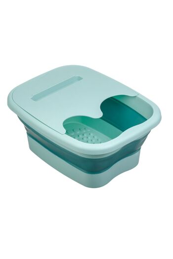 OEM Foldable green plastic foot tub with phone holder 39x32x17cm