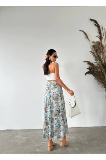 FioriModa Maxi Length Long Satin Skirt with Elastic Waist