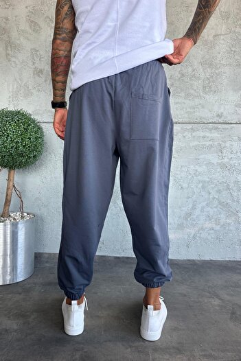 MADZEYMODA Erkek Füme Salaş Pantolon Beli & Paçası Lastikli Likralı Harem Şalvar KE-7020