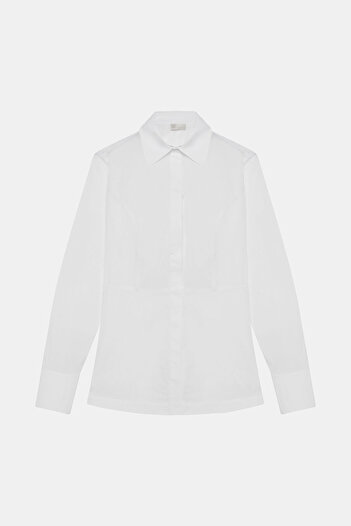 W Collection BEYAZ DİKİŞ DETAYLI GÖMLEK
