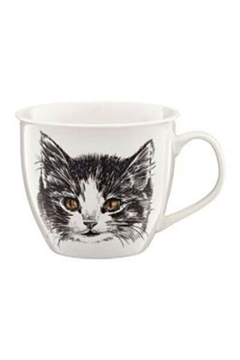 Ambition Large Mug with Cat Pattern Wild Ambition, Porcelain, 550 ml, White/Black