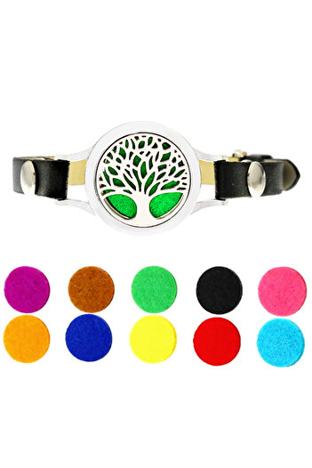 NEO Bratara cu aromaterapie Neo™ WJ305, Tree of Life web leaves, -friendly, aliaj de zinc si piele