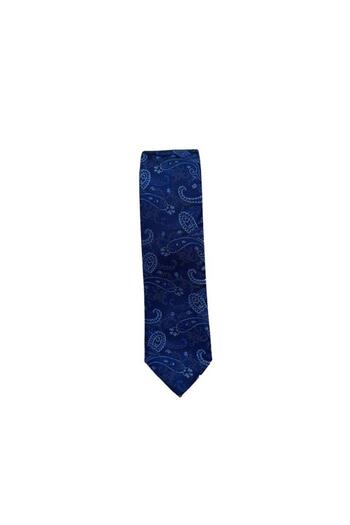 Brianze Navy Blue Paisley Pattern Slim Tie