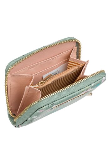 SHOPIENS Exclusivo Women's Wallet, Floral Print, Mint Green, 11x9x3 cm