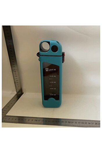 Flippy Sports Water Bottle, Flippy, 350 ml, with Straw and Lid, 23x7x4.4 cm, Lock Button, PC, Blue