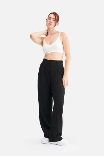 Vibeys Moda Women's Lycra Stretch Fabric Single Pleat High Waist Trousers