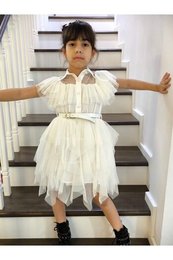 Mamboo Rochie din Tulle Albă pentru Fete 2-5 Ani