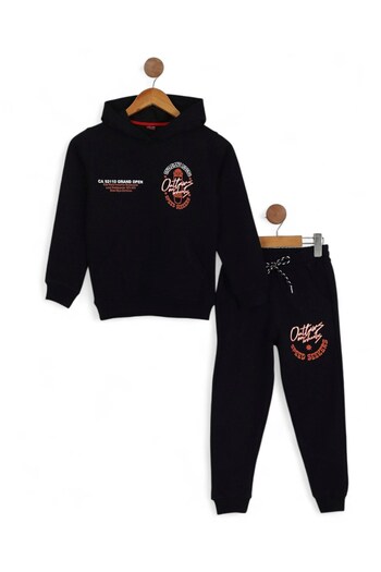Egelite Boy's Seasonal, Hooded, Back Printed, 2 Thread Cotton Tracksuit Set for Ages 4-5-6-7-8