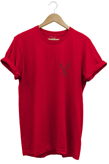 WİDİ Hunting Avcılık Minimal Deer Hunting Printed 100% Cotton Regular Fit Unisex T-Shirt